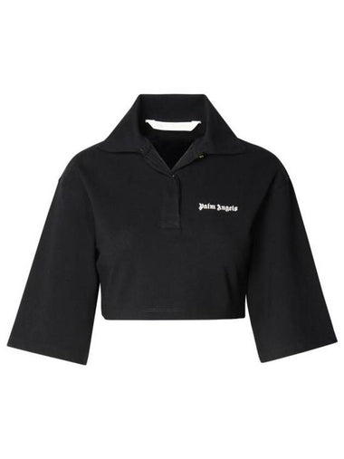 Polo T-Shirt PWGB012S24FAB0031003 Black - PALM ANGELS - BALAAN 1