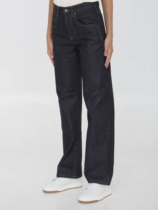 High Rise Denim Straight Jeans Blue - SAINT LAURENT - BALAAN 3