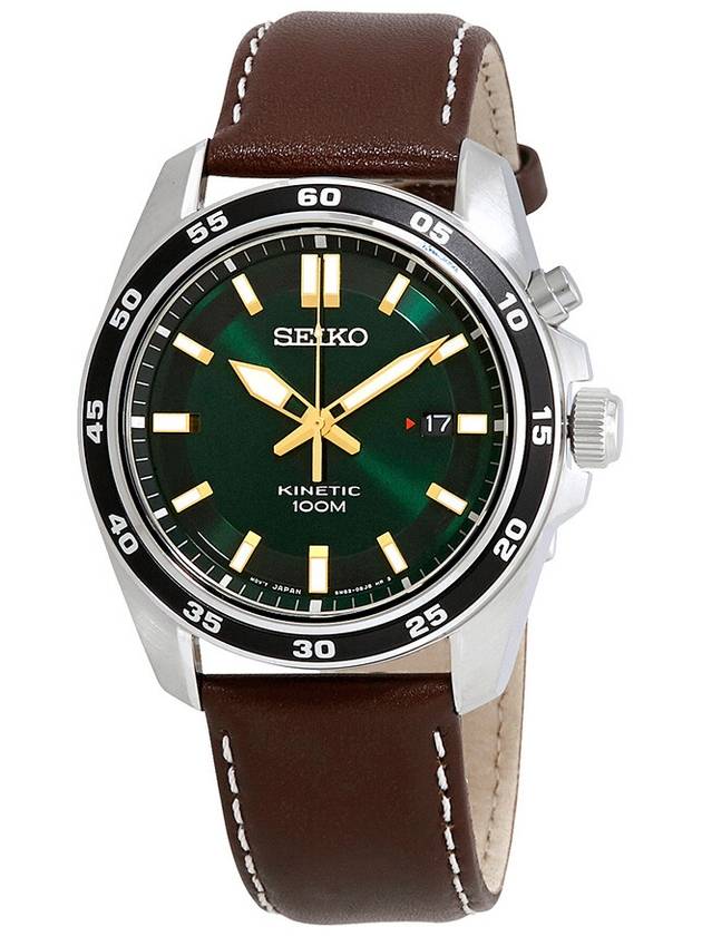 Kinetic leather strap watch green - SEIKO - BALAAN 2