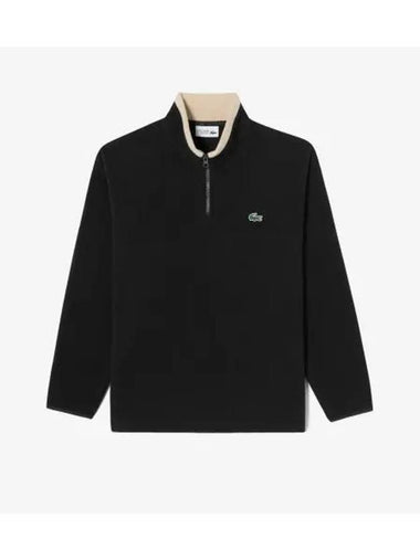 Men s Fleece Half Zip Up Black - LACOSTE - BALAAN 1