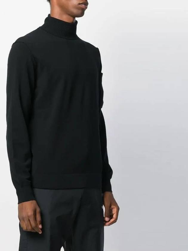 Men's Lens Wappen Merino Wool Turtleneck Black - CP COMPANY - BALAAN 4