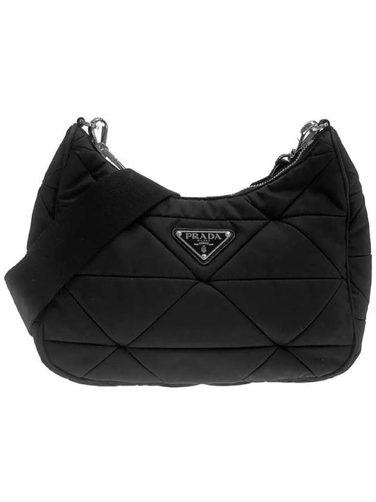 Triangle Logo Re-nylon Paddde Hobo Cross Bag Black - PRADA - BALAAN 2