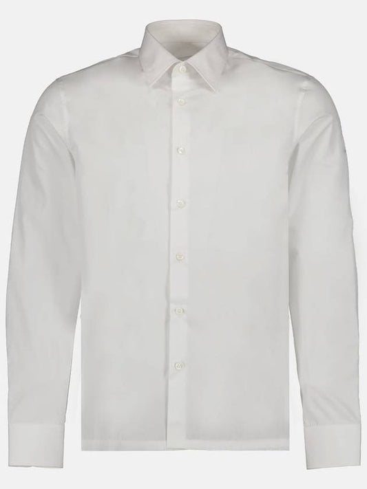 Men's Logo Patch Cotton Long Sleeve Shirt White - PRADA - BALAAN 2