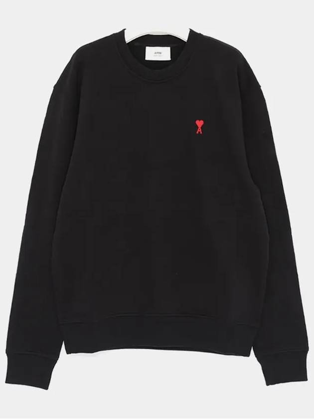 Small Heart Logo Sweatshirt Black - AMI - BALAAN 4