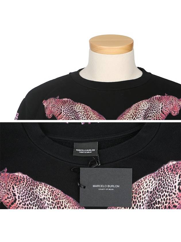 2258 1099 MURIEL Leopard Printing Black Crew Neck Sweatshirt - MARCELO BURLON - BALAAN 4