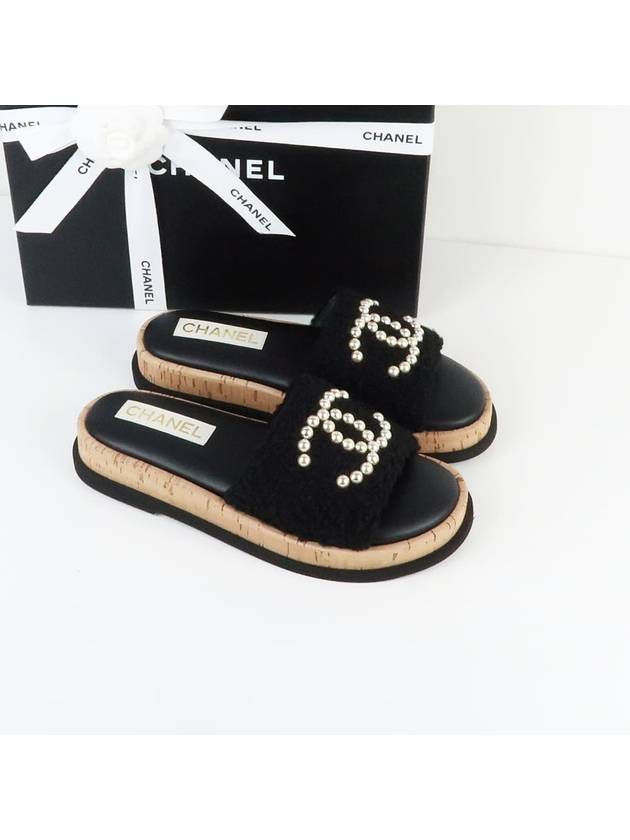 Pearl CC Logo Tweed Slippers G45575 B16466 94305 - CHANEL - BALAAN 4