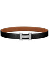 H Buckle Reversible 32mm Leather Belt Noir Gold - HERMES - BALAAN 1