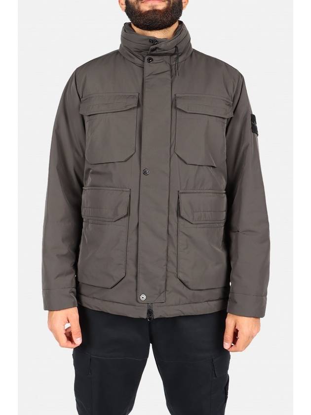 Polyester Micro Twill Zip Up Jacket Grey - STONE ISLAND - BALAAN 3