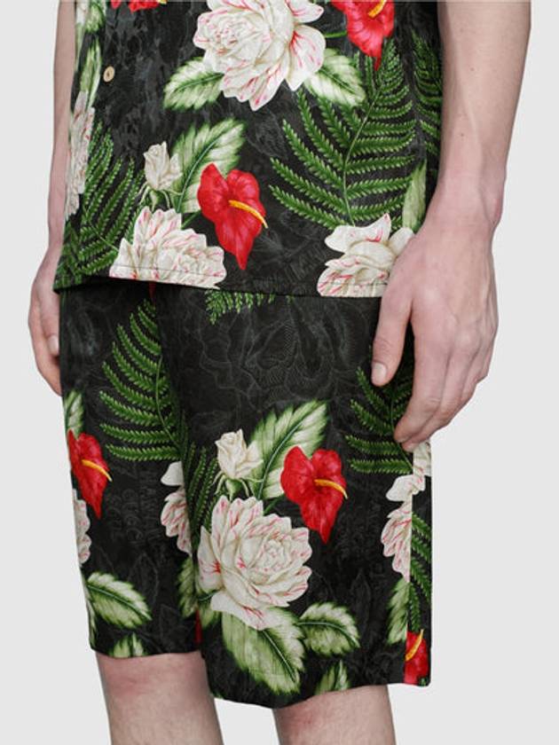 Men's Hawaiian Print Viscose Shorts Green Red White - GUCCI - BALAAN 4