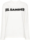Logo Print Cotton Sweatshirt White - JIL SANDER - BALAAN 1