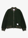 Fleece Stripe Wool Bomber Jacket Dark Green - THOM BROWNE - BALAAN 2