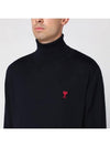 Heart Logo Wool Turtleneck Navy - AMI - BALAAN 7