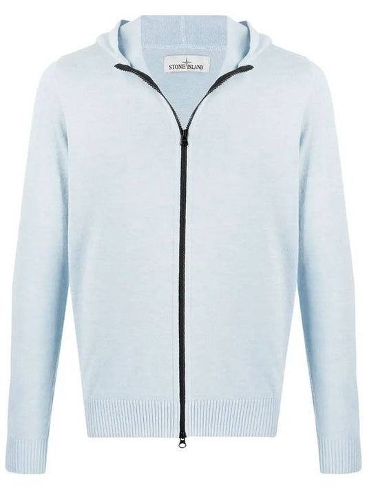 Men's Logo Knit Zip Up Hoodie Sky Blue - STONE ISLAND - BALAAN 2