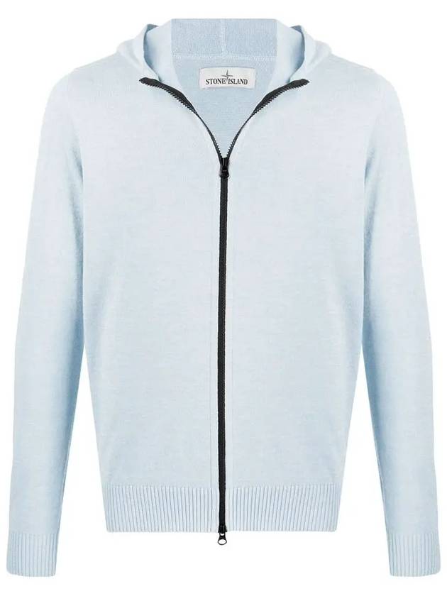 Men's Logo Knit Zip Up Hoodie Sky Blue - STONE ISLAND - BALAAN 3