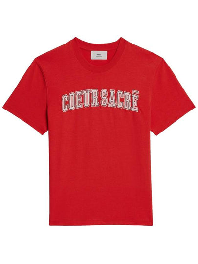 Coeur Sacre Crew Neck Cotton Short Sleeve T-Shirt Scarlet Red - AMI - BALAAN 2