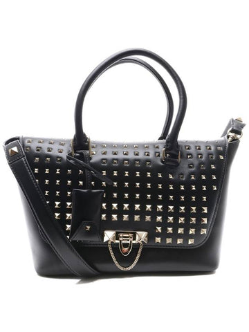 Women's Rockstud Demiloon Small Tote Bag NW0B0A47_UGR_0NO_17F - VALENTINO - BALAAN 1