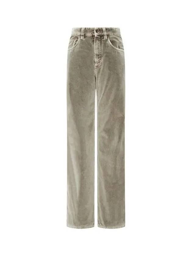 Women s Logo Patch Velor Denim Pants Olive 271002 - BRUNELLO CUCINELLI - BALAAN 1