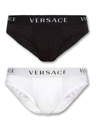 Cotton Logo Briefs By Pack White Black - VERSACE - BALAAN 1