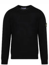 Regular Fit Crew Neck Wool Knit Top Black - STONE ISLAND - BALAAN 2