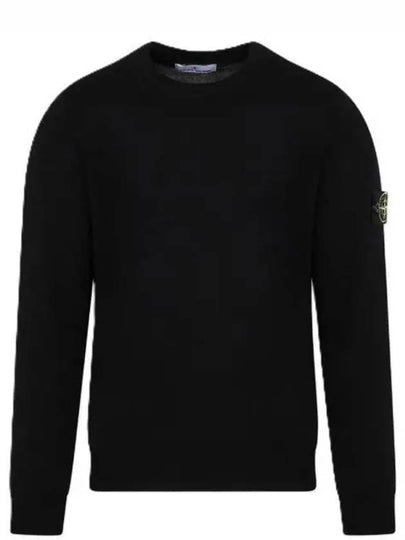 Regular Fit Crew Neck Wool Knit Top Black - STONE ISLAND - BALAAN 2