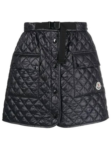 Women's Quilted Logo Patch Mini A-Line Skirt Black - MONCLER - BALAAN 1