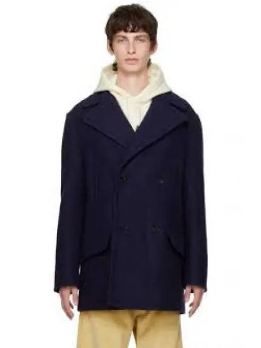 Flap Pocket Breasted Wool Double Coat Navy - MARNI - BALAAN 2