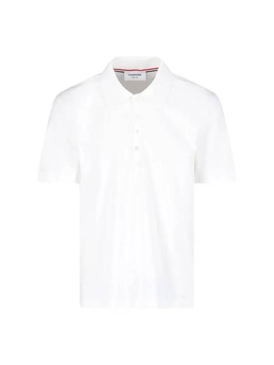 Side Slit Three Stripe Tab Short Sleeve Polo Shirt White - THOM BROWNE - BALAAN 2