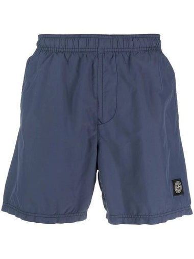 Men's Logo Patch Brushed Nylon Swim Shorts Navy - STONE ISLAND - BALAAN 1