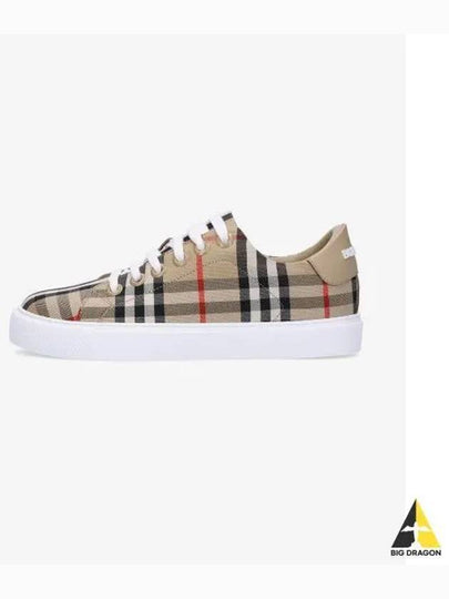 Vintage Check and Leather Sneakers Archive Beige - BURBERRY - BALAAN 2