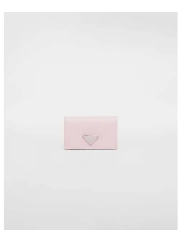 Saffiano Leather Triangle Logo Card Wallet Pink - PRADA - BALAAN 2