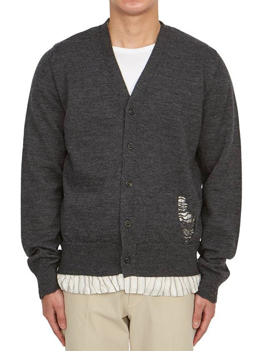 Men's Distressed Cardigan Dark Grey - MAISON MARGIELA - BALAAN 2