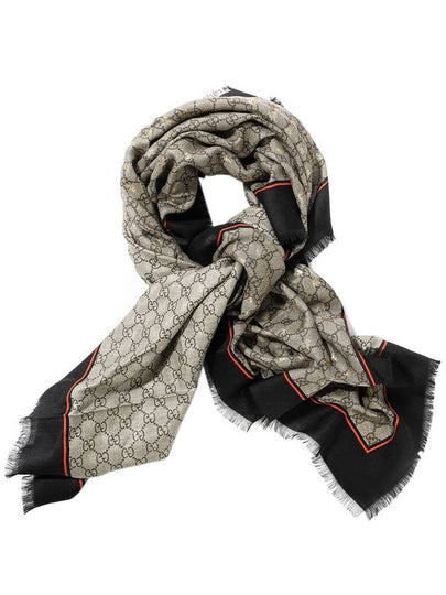 GG bee motif modal silk muffler black red - GUCCI - BALAAN 2