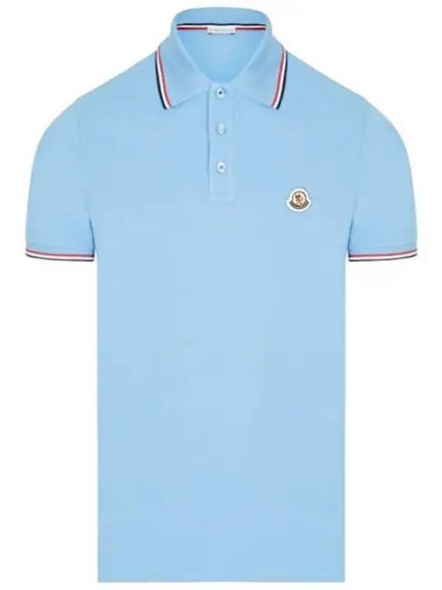 8A70300 84556 705 Chest patch three stripe neckline polo t shirt sky blue men s TJ 270023 - MONCLER - BALAAN 1