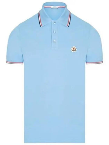 8A70300 84556 705 Chest patch three stripe neckline polo t shirt sky blue men s TJ 270023 - MONCLER - BALAAN 1