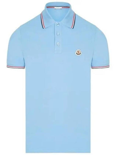 8A70300 84556 705 Chest patch three stripe neckline polo t shirt sky blue men s TJ 270023 - MONCLER - BALAAN 1