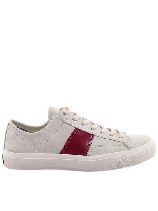 Logo Detail Suede Low Top Sneakers Ivory Red - TOM FORD - BALAAN.
