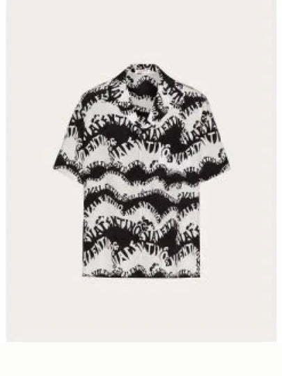 Wave Print Short Sleeve Shirt Black - VALENTINO - BALAAN 2