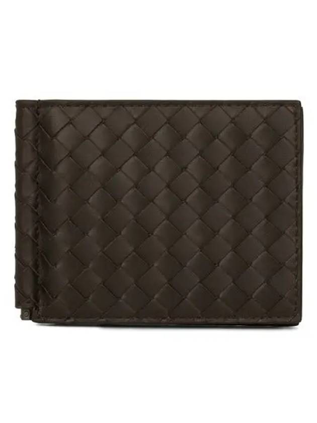 Intrecciato Money Clip Card Wallet Dark Brown - BOTTEGA VENETA - BALAAN 3