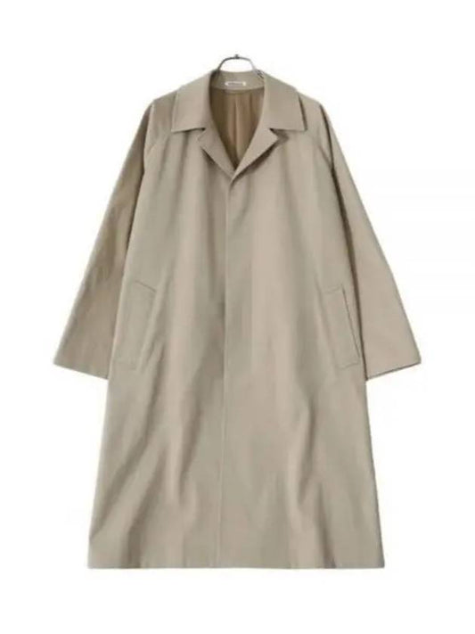 WASH AshED FINX CHAMBRAY SOUTIEN COLLAR COAT BEIGE A22SC01FR Chambray Soutien Collar Coat - AURALEE - BALAAN 1