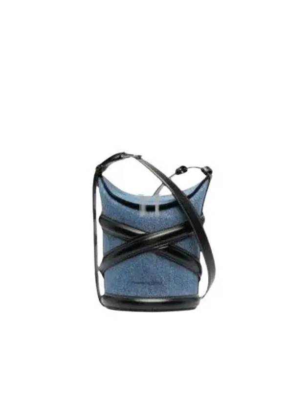 The Curve Two-Tone Denim Bucket Bag Blue Black - ALEXANDER MCQUEEN - BALAAN 2