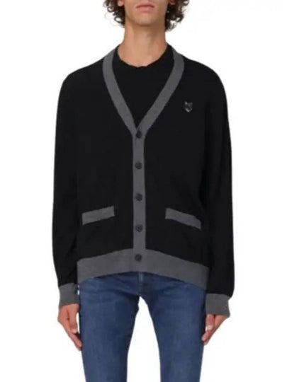 Bold Fox Head Patch Two-Tone Cardigan Black - MAISON KITSUNE - BALAAN 2