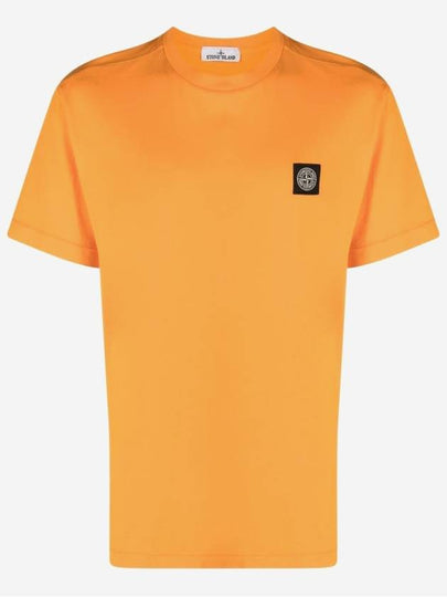 Logo Patch Cotton Short Sleeve T-Shirt Orange - STONE ISLAND - BALAAN 2