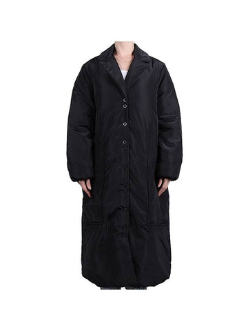 Women's Light Padded Long Jacket Black F7503 099 - GANNI - BALAAN.