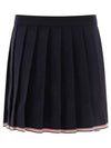 Full Needle Stitch Merino Wool Tipping Pleated Skirt Navy - THOM BROWNE - BALAAN 2