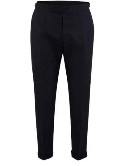 Low Rise Side Tab Wool Slacks Navy - THOM BROWNE - BALAAN 2