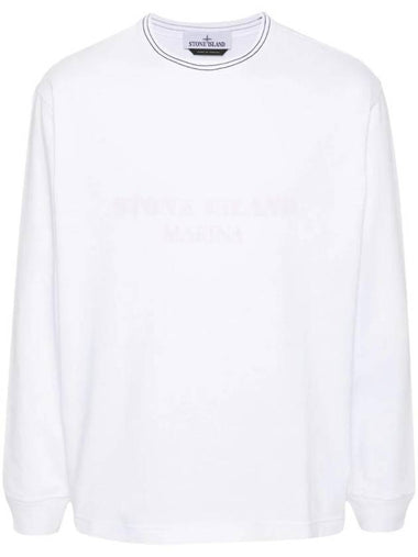 Logo Print Cotton Sweatshirt White - STONE ISLAND - BALAAN 1