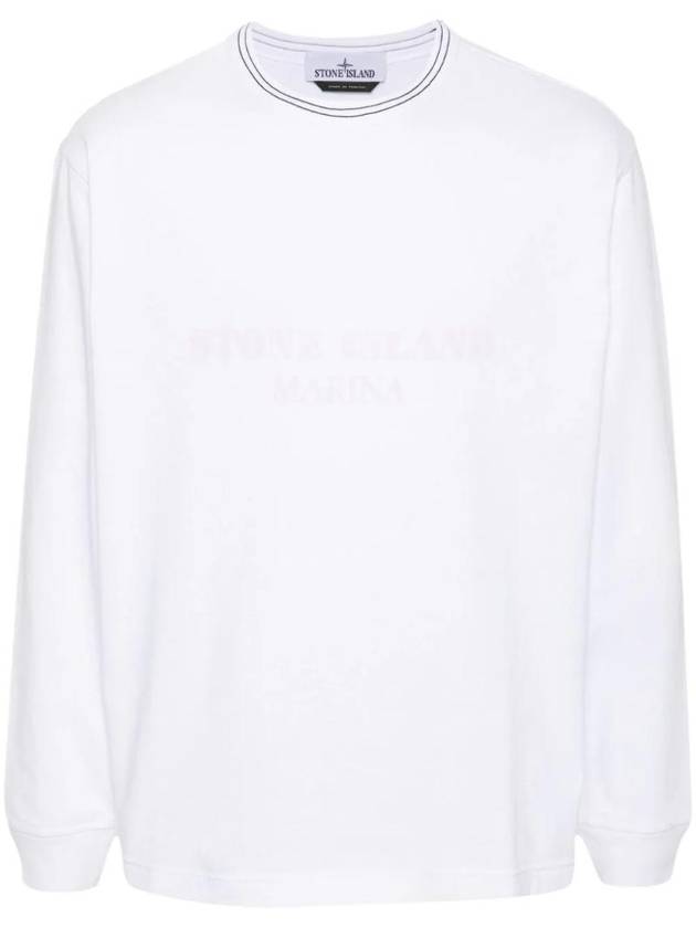 Logo Print Cotton Sweatshirt White - STONE ISLAND - BALAAN 1