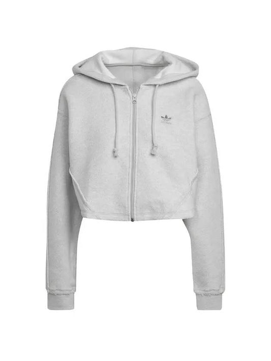 Original full zip crop hooded jacket gray - ADIDAS - BALAAN 1