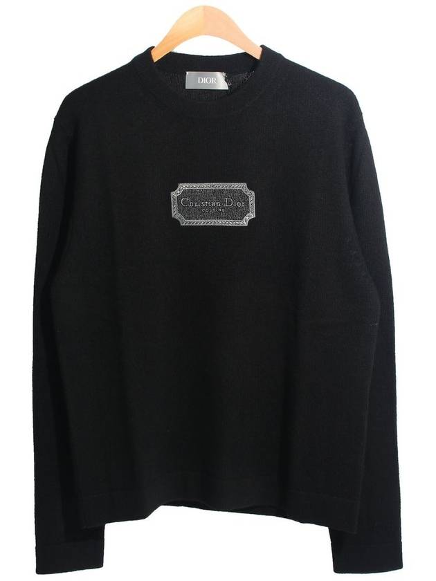 Couture Embroidered Cashmere Jersey Knit Top Black - DIOR - BALAAN 2