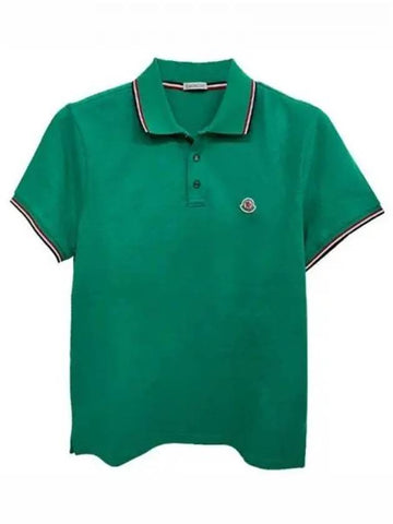 8A70300 84556 874 Chest patch three stripe neckline polo t shirt green men s TJ 270144 - MONCLER - BALAAN 1